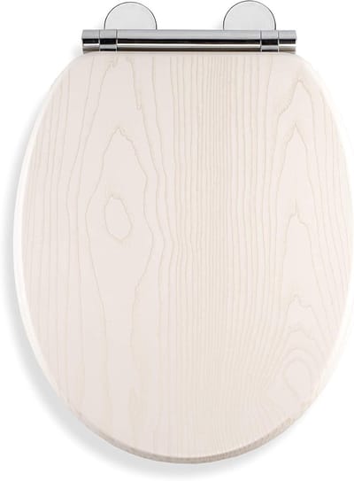 Toiletbril Hout-effect - WC-bril Toiletzitting - Badkamer Upgrade - Past Altijd Flexi-Fix - Standaard Maat - Wit