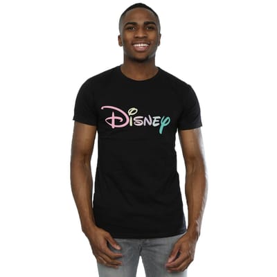 Disney Heren Pastel Logo T-Shirt (Zwart)