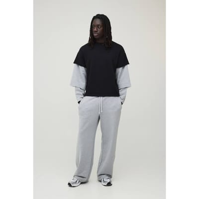 Oversized Boxy T-shirt En Joggingbroek Set Met Drievoudige Neplagen En Loopback | Size XS