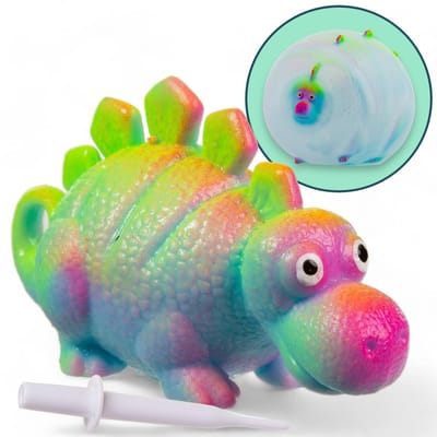 Dailygoods- Ballonbal - Dinosaurus - 4 kleurrijke modellen - Tot 30 cm opblaasbaar - Educatief speelgoed - Inclusief opblaashulp - Opblaasbal