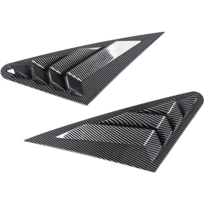 2 Pièces Cache Persienne de Fenêtre Latérale Arrière Gauche Droite Résistant aux Chocs Look Sportif Prise d'Air de Fenêtre Arrière black