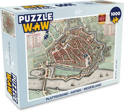 Puzzel Plattegrond - Antiek - Nederland - Legpuzzel - Puzzel 1000 stukjes volwassenen - Stadskaart
