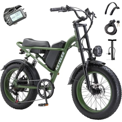 KETELES K880 Full Suspension Elektrische Fiets, 48V 17.5Ah Verwijderbare Batterij, Hydraulische Schijfremmen groen