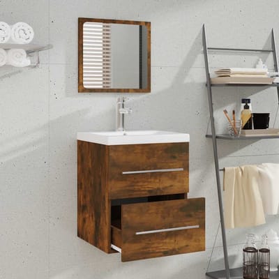 vidaXL - Badkamerkast - met - spiegel - 41x38,5x48 - cm - gerookt - eikenkleurig