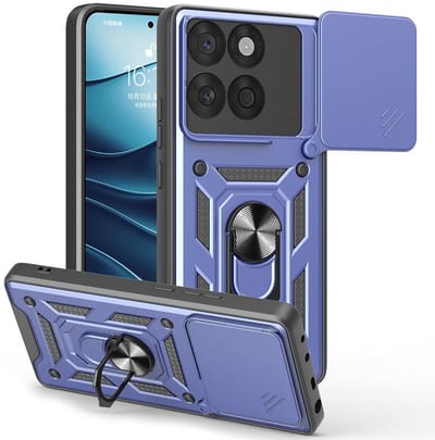 Coverup Hoesje - Geschikt voor Motorola Edge 60 / 60 Fusion Hoesje - Coverup Armor Ring Kickstand Back Cover met Camera Shield - Blauw