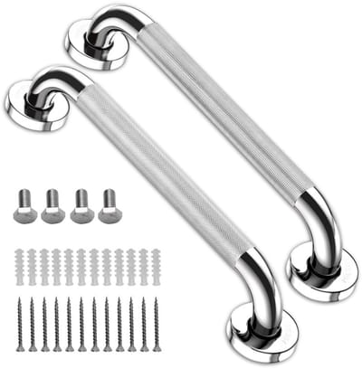 2-delige set – Handrail – Roestvrijstalen handrail – Antislip douchehandrail – Veiligheidshandrail – Stevige douchehandrail – 304 roestvrij staal – Duurzaam – Geschikt voor toiletten, doucheruimtes, enz. – Diameter: 25 mm – Zilver