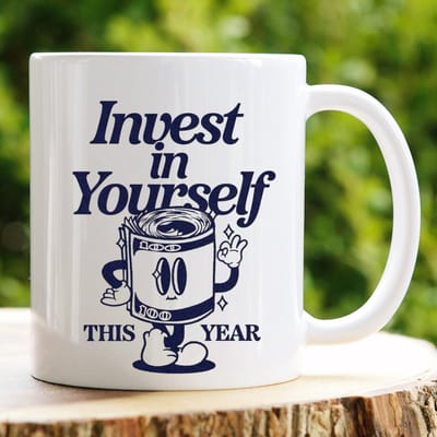 Invest In Yourself - Valentijn cadeautje voor hem - Valentijn cadeautje voor haar - Valentijnsdag - Verjaardag cadeau - Cadeau voor man - Cadeau voor vrouw - Grappige - Koffie mok