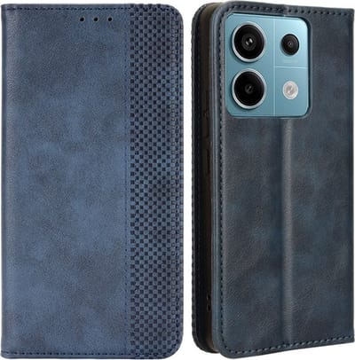 Coverup Hoesje - Geschikt voor Xiaomi Poco X6 / Redmi Note 13 Pro 5G Hoesje - Coverup Vintage Style Book Case - Blauw