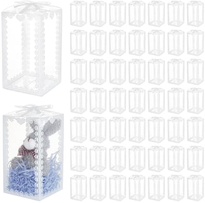 Dailygoods- Gunstdozen 50 stuks - Transparante PVC - Bruiloft/Feest - Rechthoekig - 8 x 8 x 15 cm - Eenvoudig te monteren - Geschenkdozen