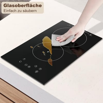Keramische Kookplaat Inbouw met 2 Platen | 3000W, Touch-Bediening, 9 Vermogensstanden