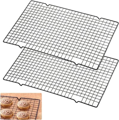 2 Stuks RVS Koelrooster 40cm x 25cm - Perfect voor Bakken, Grillen en Roosteren, Antiaanbaklaag