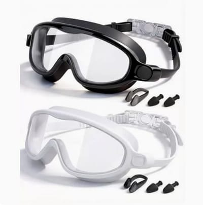 Zwembrillen, 2 paar, anti-condens, waterdicht, UV-bescherming, siliconenbril met helder zicht, unisex voor volwassenen.