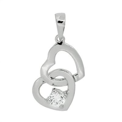 Tresor Zilveren Hanger Hartjes Steentje Zirkonia