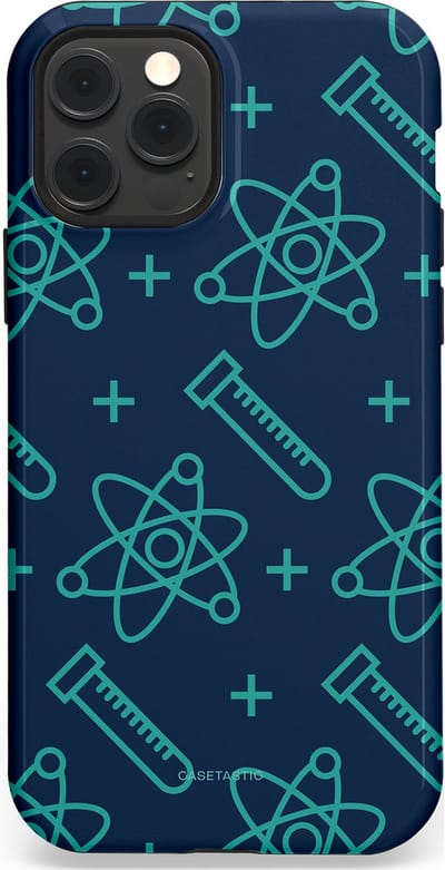 Casetastic hoesje geschikt voor Apple iPhone 12 / Apple iPhone 12 Pro - MagSafe - Dubbellaagse bescherming - Atomen Creaties - Fashion Case - Donkerblauw Turquoise