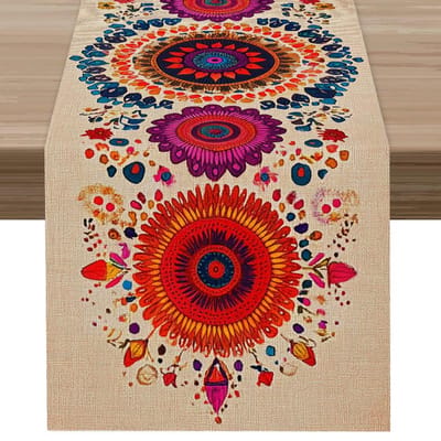 Bohemian Kleurrijk Bloemendessin Tafel Runner, Artistieke Tafeldecoratie 40x140cm red