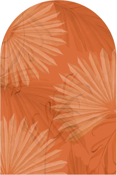 Vooraf gelijmd vliesbehang met gigantische muurschilderingen - ORANJE PALMBLADBOOG - 90x60cm