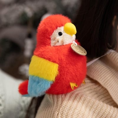 Simulatie Papegaai Pluche Hanger Pluche Dier Magnetische Vogels Drukknop Polsband Cartoon Tas Hanger Staande Schouder Dieren red
