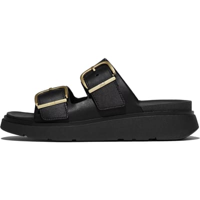 FITFLOP Buckle Two Bar Slides Slippers - Dames - Zwart - Maat 38
