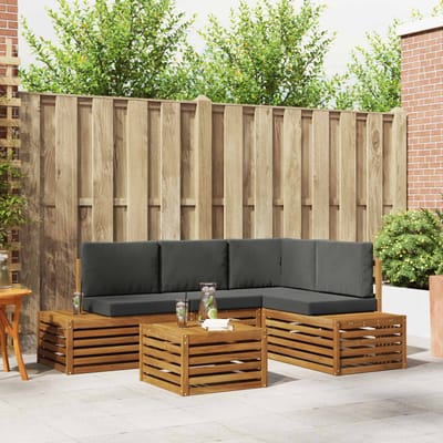 vidaXL - 5 - st - Buiten - bank - set - Massief - Acacia - Hout - en - Polyester