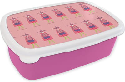 Broodtrommel Roze - Lunchbox - Brooddoos - Carnaval - Patronen - Joker - 18x12x6 cm - Kinderen - Meisje