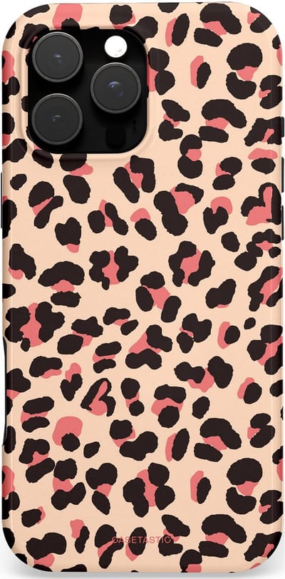 Casetastic hoesje geschikt voor Apple iPhone 16 Pro Max - MagSafe - Dubbellaagse bescherming - Pantermeid - Fashion Case - Zand Zwart Perzik Koraal