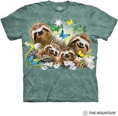 The Mountain Adult Unisex T-Shirt - Sloth Family Selfie