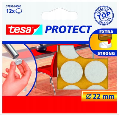 Tesa Protect Serie - Filc Ronde Pads - 22mm - Wit - Geluidsdempend - Bescherming tegen Krassen