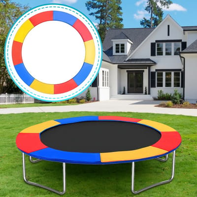 Trampoline beschermrand, randafdekking, randbescherming, trampolinerand 244cm, Rood-Geel-Blauw