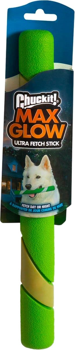 Chuckit! Max Glow Ultra Fetch Stick - Hondenspeelgoed - Interactieve apporteerspelletjes - Glow in the dark - 28 cm - Groen