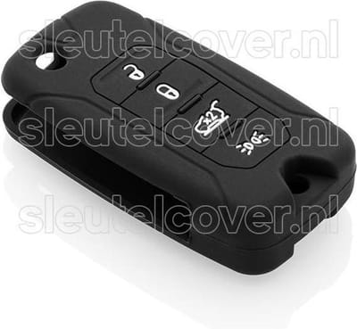 Autosleutel Hoesje geschikt voor Jeep - SleutelCover - Silicone Autosleutel Cover - Sleutelhoesje Zwart