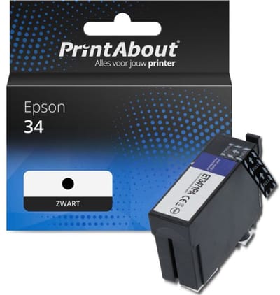 PrintAbout huismerk Inktcartridge 34 (C13T34614010) Zwart Geschikt voor Epson