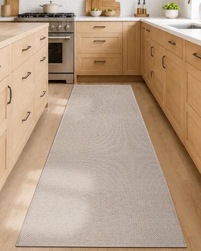 Keukenloper Antislip Wasbaar 71 x 243 cm, Absorberende Vloermat voor Keuken, Gang en Wasruimte, Beige, Dun en Duurzaam