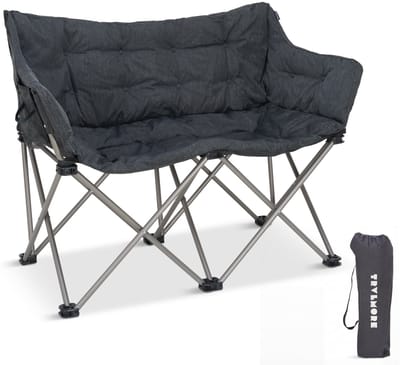 TRVLMORE Campingstoel - Opvouwbaar - 2-Persoons - 240KG Draagvermogen - Incl. Draagtas - Vlinderstoel - Kampeerstoel - Vouwstoel - Grijs