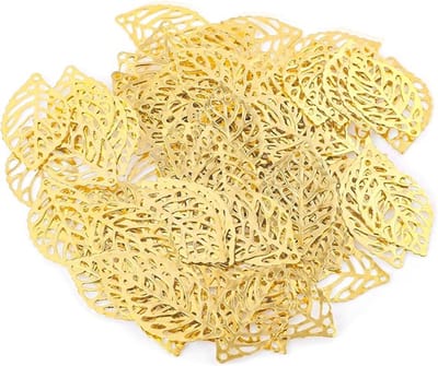 100 stuks gouden blaadjes, kunstbloemen, blaadjesbedeltjes voor het maken van sieraden, holle metalen bloemstukjes, gouden nepbloemen voor bruiloftsslingers, feestdecoraties, kettingen, armbanden en doe-het-zelf sieraden.