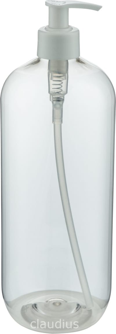 Lege Plastic Fles 1 liter PET transparant - met witte pomp - set van 10 stuks - navulbaar - Leeg