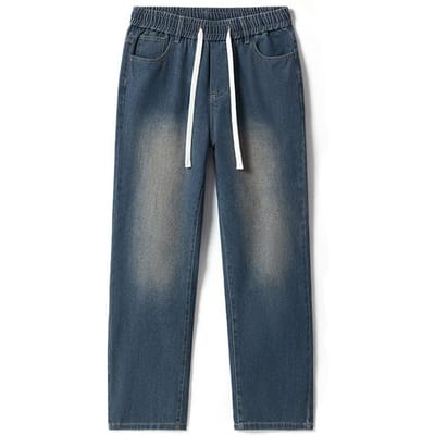 Multikleurige Jeans Heren Los Recht Hoge Straat Dweilbroeken 4XL gray