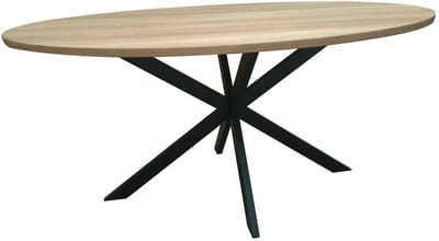 Eettafel ovaal 160x100cm Rato lichtbruin ovale tafel MDF eetkamertafel