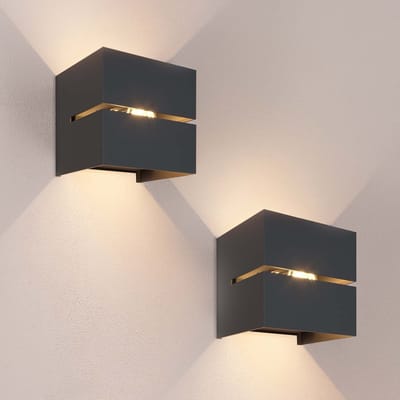 Ledvion - 2x LED Wandlamp - 3W - 3000K - IP54 - Tweezijdig - Zwart - Buitenlamp