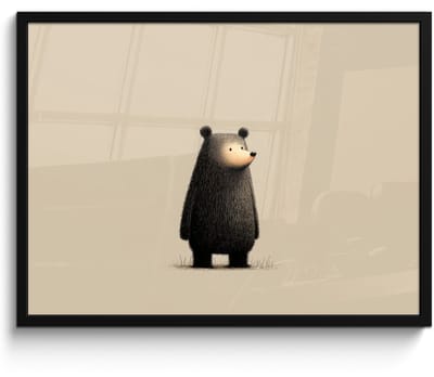 Poster in lijst - Fotolijst 80x60 cm - Posters - Beer - Donkerbruin - Minimalistisch - Posterlijst zwart - Decoratie - Wanddecoratie woonkamer - Muurdecoratie slaapkamer