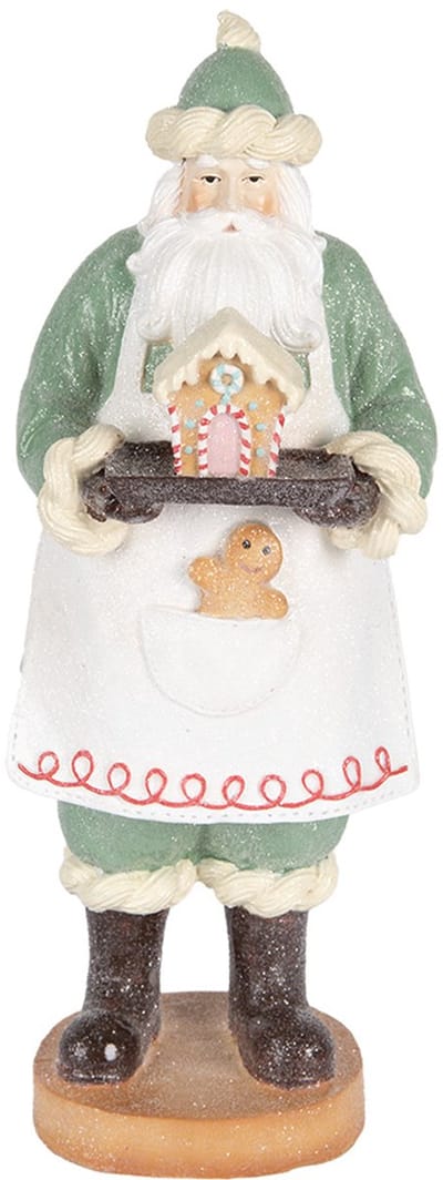 Clayre & Eef Kerstdecoratie Beeld Kerstman 11x11x30 cm Groen Kunststof
