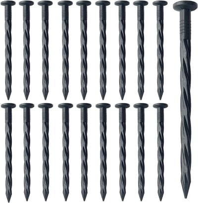 50 stuks plastic spiraal landschap rand verankering spikes 8 inch nylon landschappen nagels roest tuin rand inzet voor gazon bestrating, onkruidbarrière, kunstgras zwart