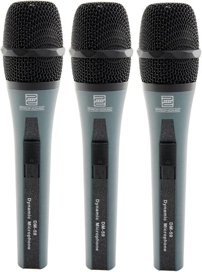 Set van 3 Dynamische Vocal Microfoons met Klem, Kabel en Koffer