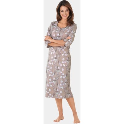 Nachthemd met 3/4-mouwen - taupe / sering / gedess. - Gr. 24/25 van Goldner Fashion