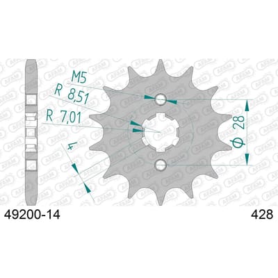 Stalen motortandwiel voor Afam 428 14 dents