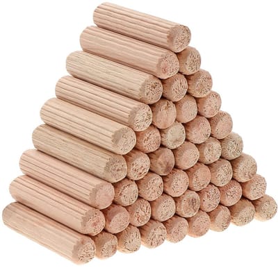 500x Houten Deuvelpennen 8x40mm - Gegroefde Houten Pluggen voor Meubelverbindingen en DIY