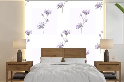 Behang - Fotobehang Bloemen - Paars - Lente - Patronen - Breedte 240 cm x hoogte 240 cm