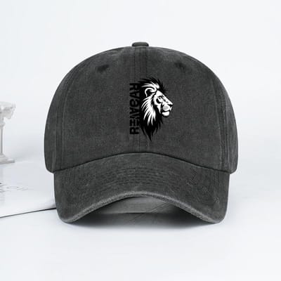 Leeuwenkop “Rawr” Slogan Gedrukt Gewassen Baseballpet Zacht, Comfortabel, Lichtgewicht, Ademend, Verstelbaar Gedurfd Retro, Krachtig black