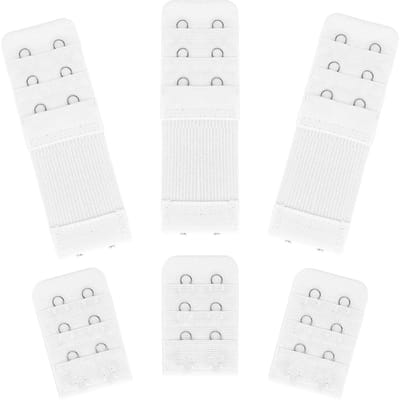 Dailygoody - Elastische beha-extenders - Beha-bandverlenger - Wit - Comfortabel - 6 stuks - Geschikt voor dames - 2 haak 3 rijen