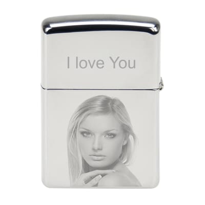 Zippo aansteker chroom bedrukt met uw eigen foto !