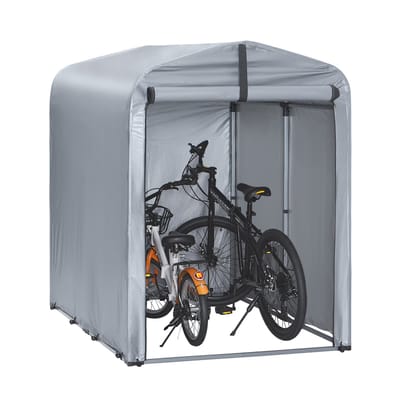 SoBuy Tuinschuur, Multifunctionele tuinhuis voor Fiets en Gereedschap, Fietsschuur, Waterdichte Garage voor buiten, Zilver, 120x176x163 cm, KLS11-K